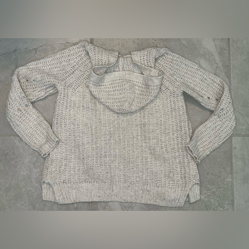 Abercrombie Kids girls 7/8 Cozy Cream Hooded Sweater - Picture 4 of 4